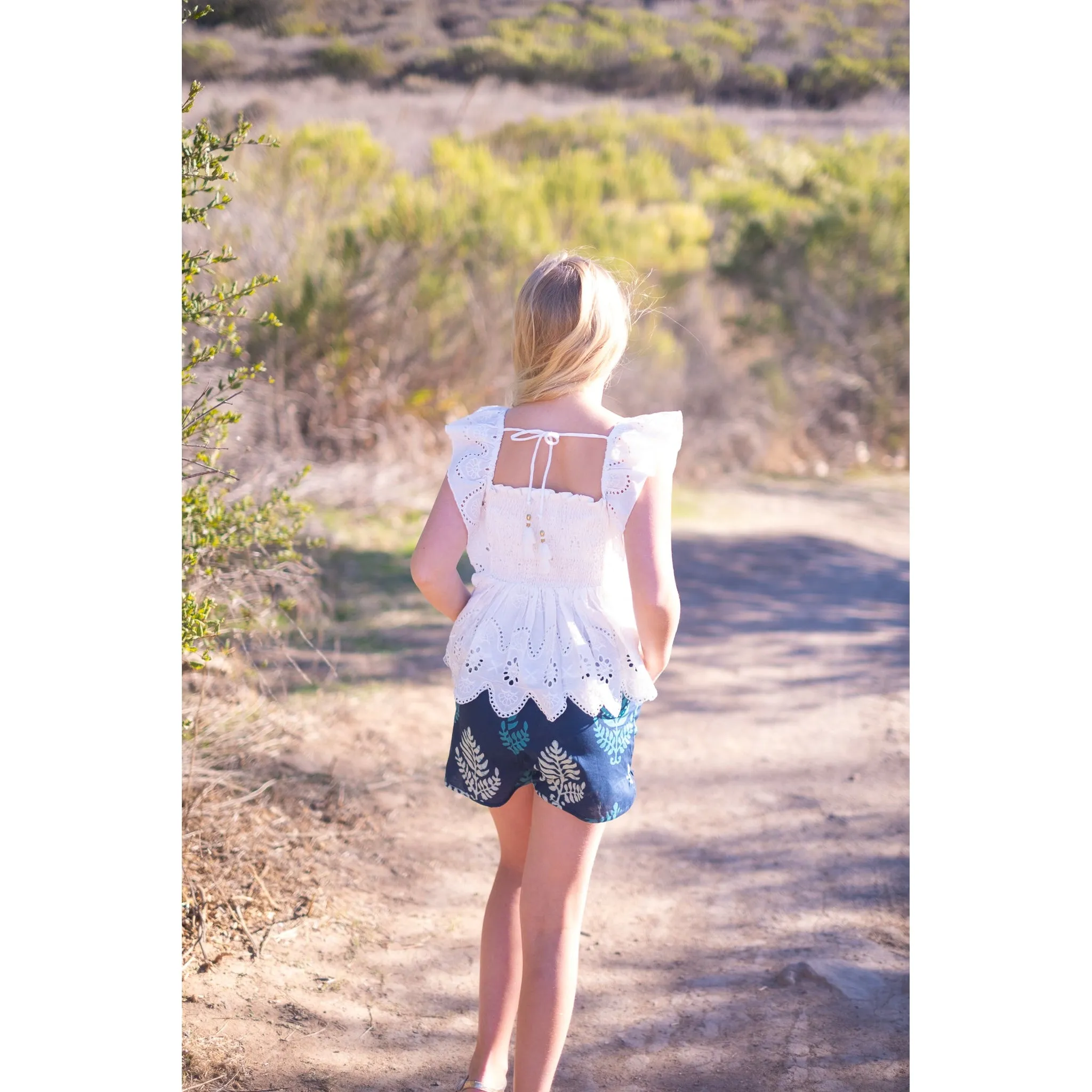 Tulip Top- White Eyelet
