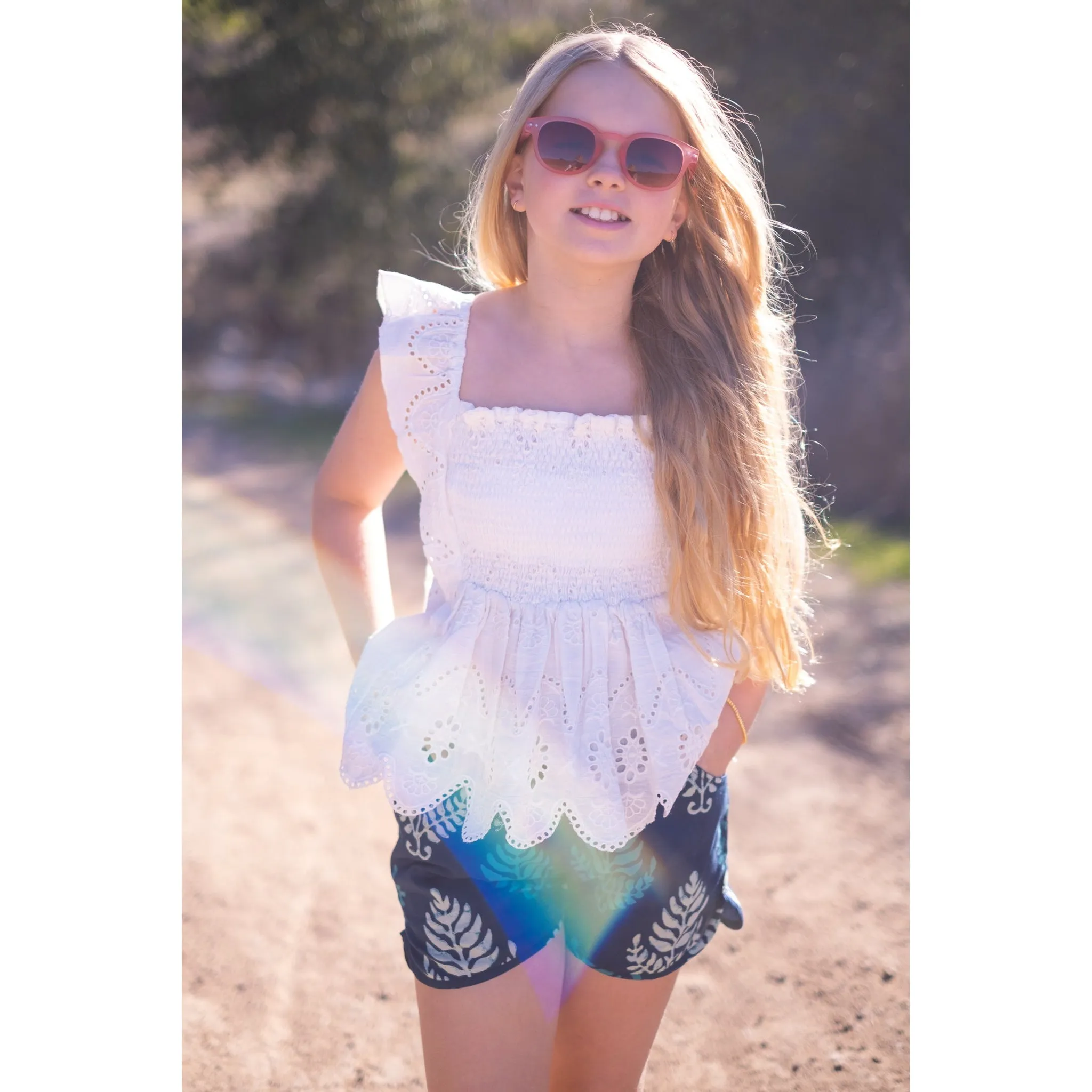 Tulip Top- White Eyelet