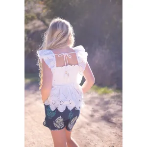 Tulip Top- White Eyelet