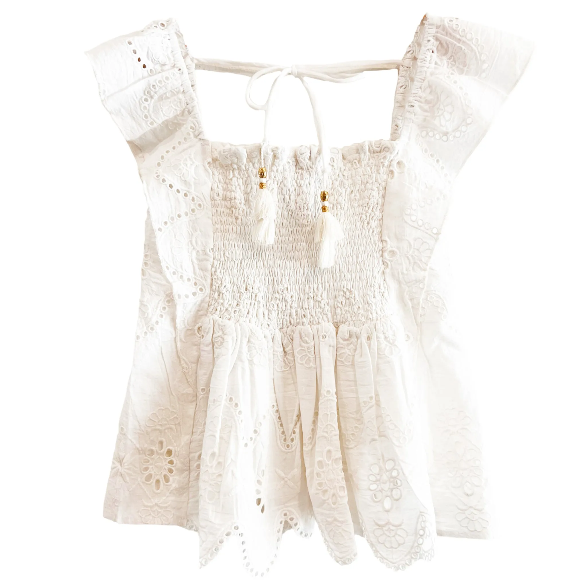 Tulip Top- White Eyelet