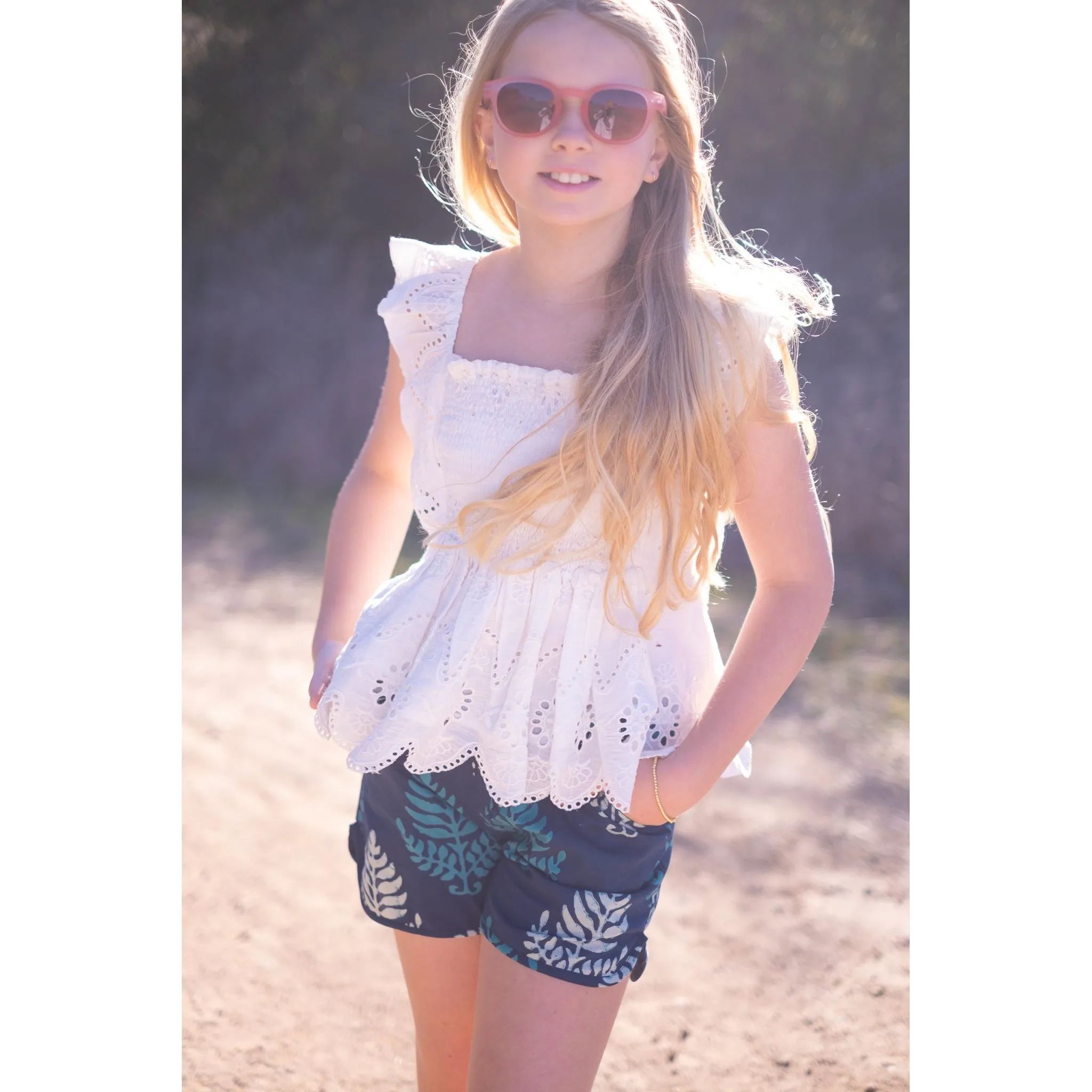 Tulip Top- White Eyelet