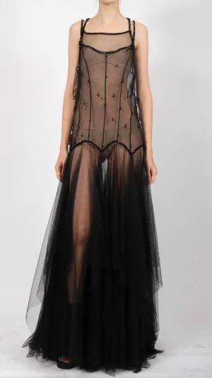 Tulle Maxi Dress with Stones