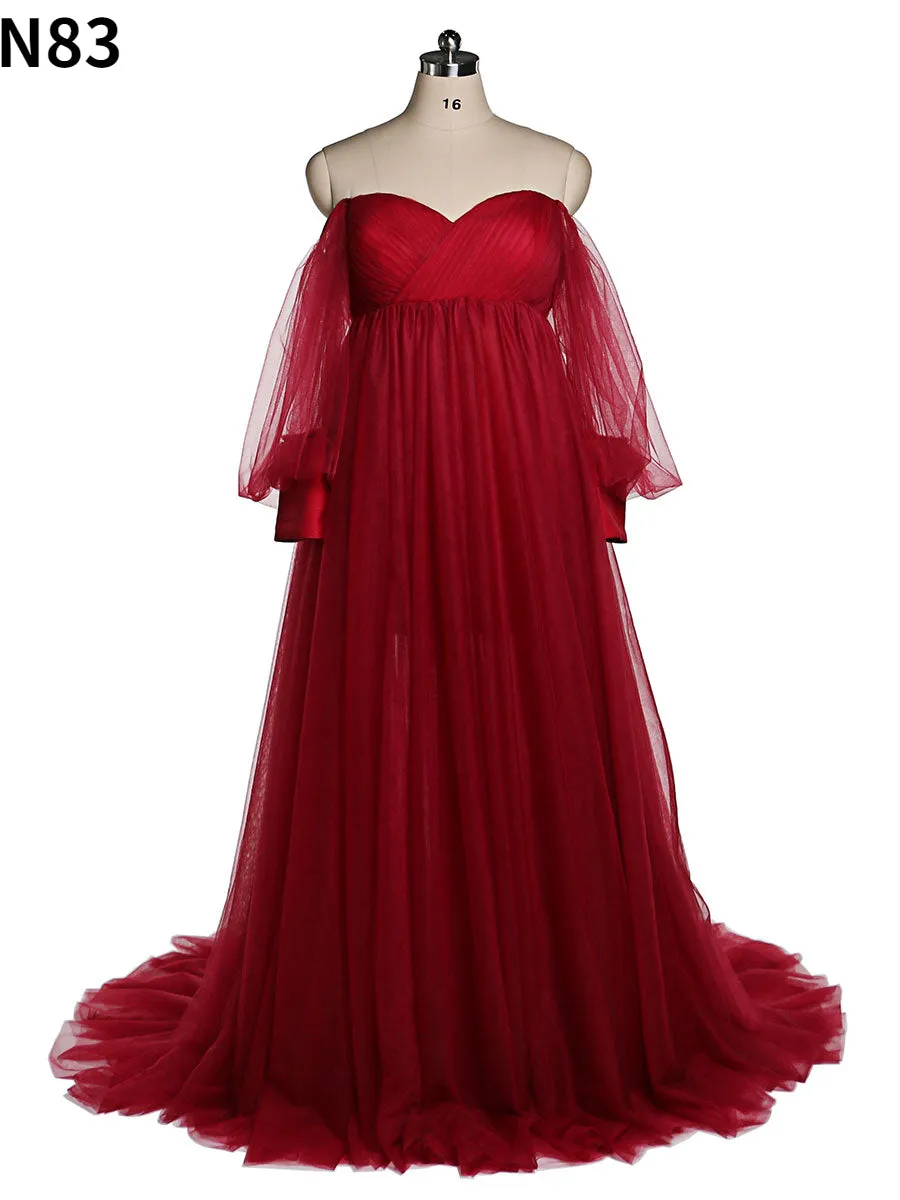 Tulle Off Shoulder Maternity Gowns for Photography Plus Size YW2109