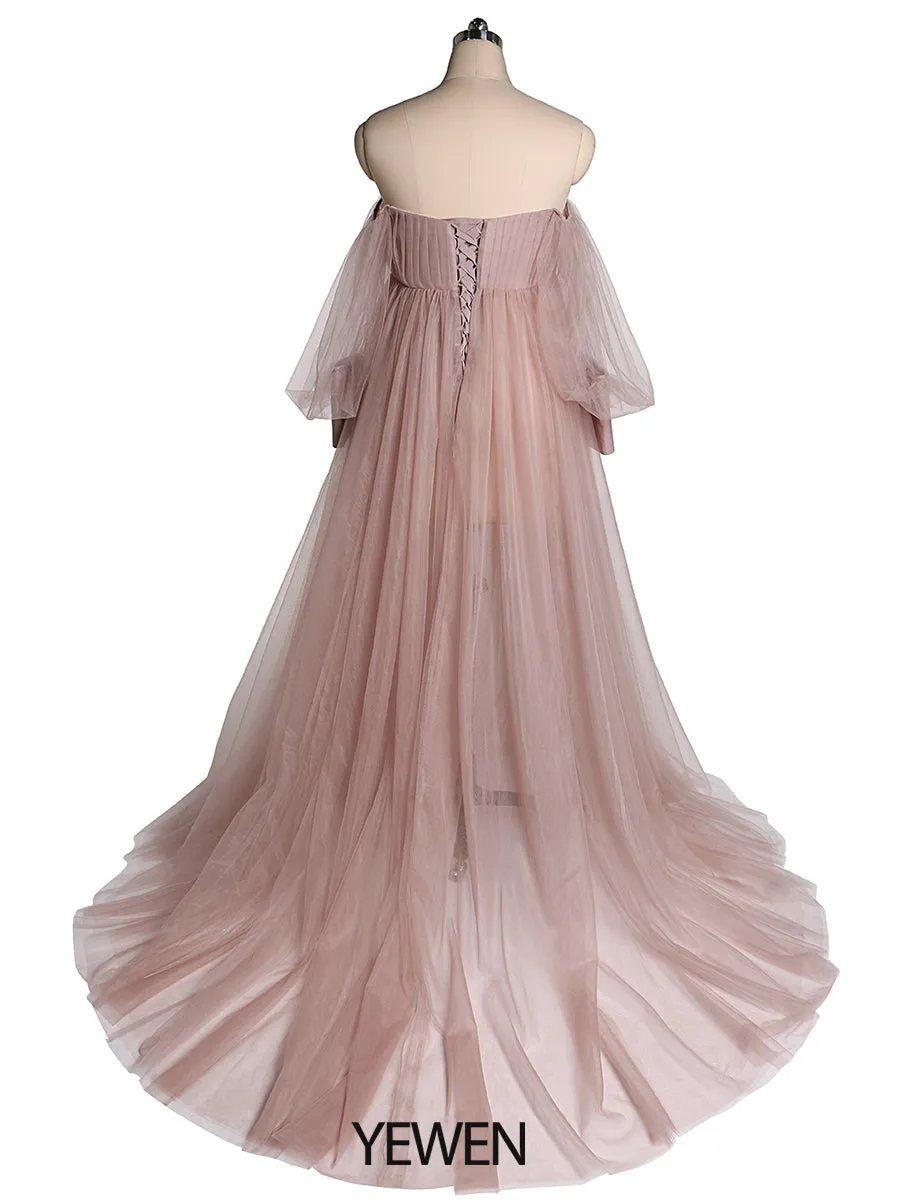 Tulle Off Shoulder Maternity Gowns for Photography Plus Size YW2109