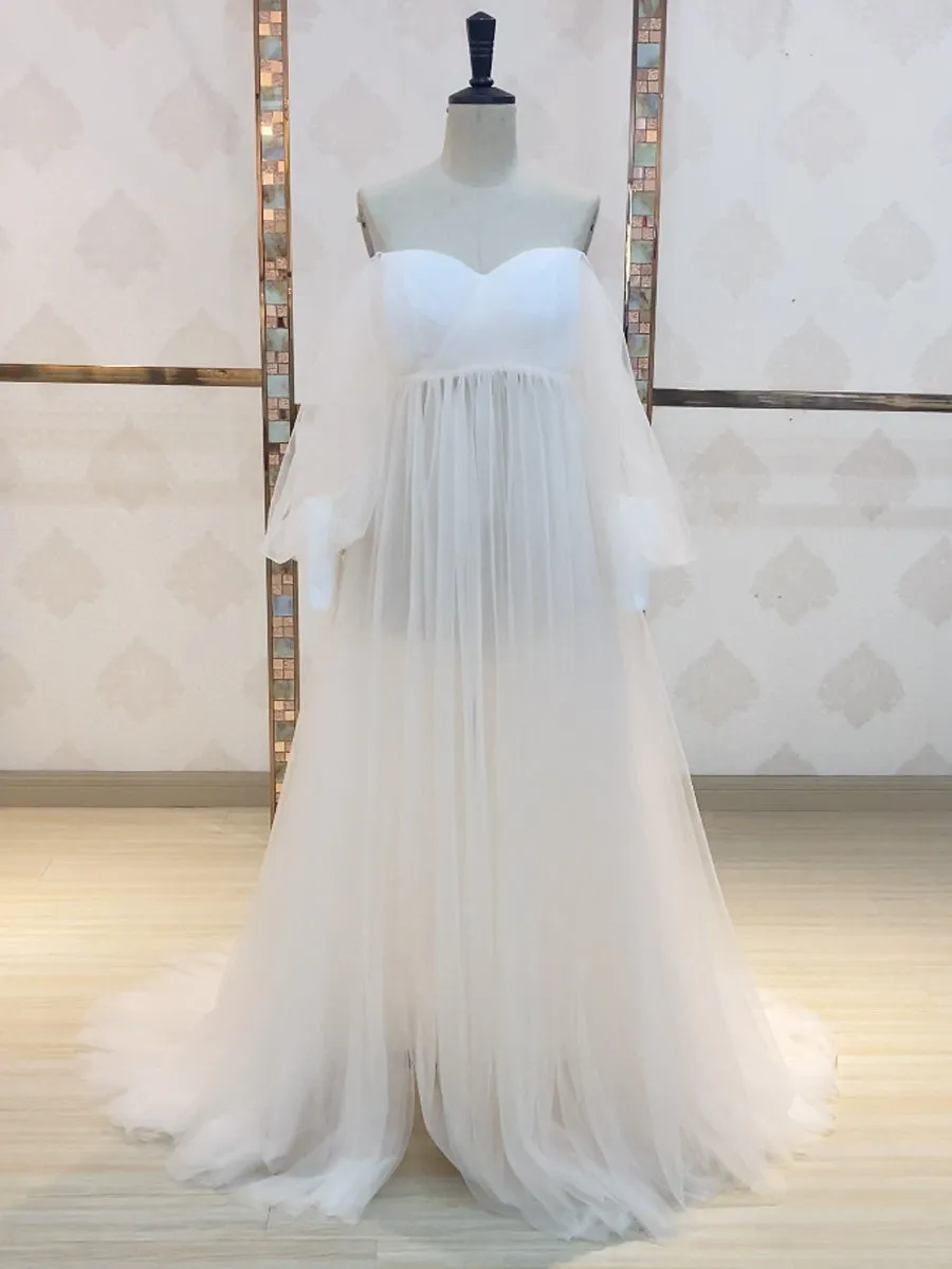 Tulle Off Shoulder Maternity Gowns for Photography Plus Size YW2109