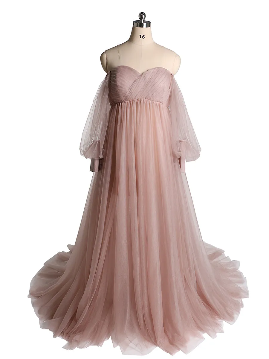 Tulle Off Shoulder Maternity Gowns for Photography Plus Size YW2109