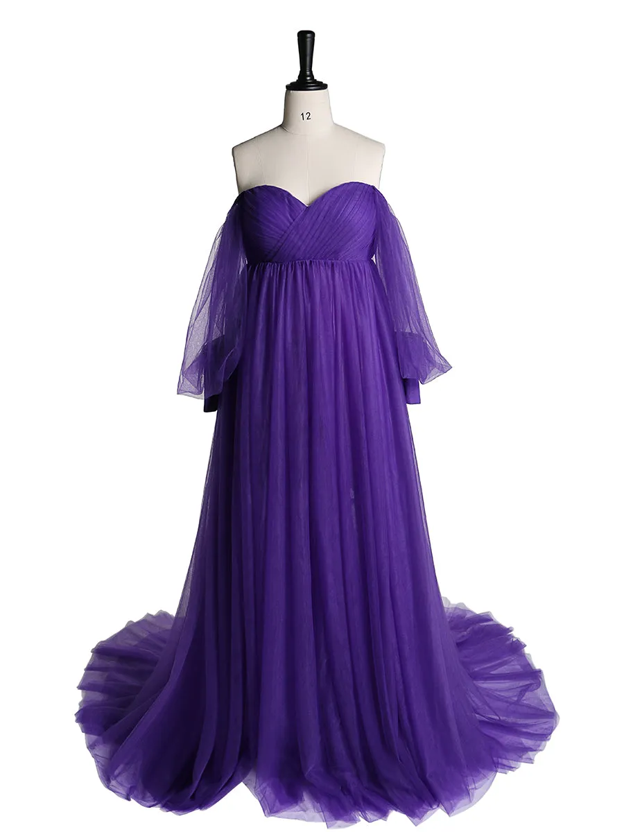 Tulle Off Shoulder Maternity Gowns for Photography Plus Size YW2109