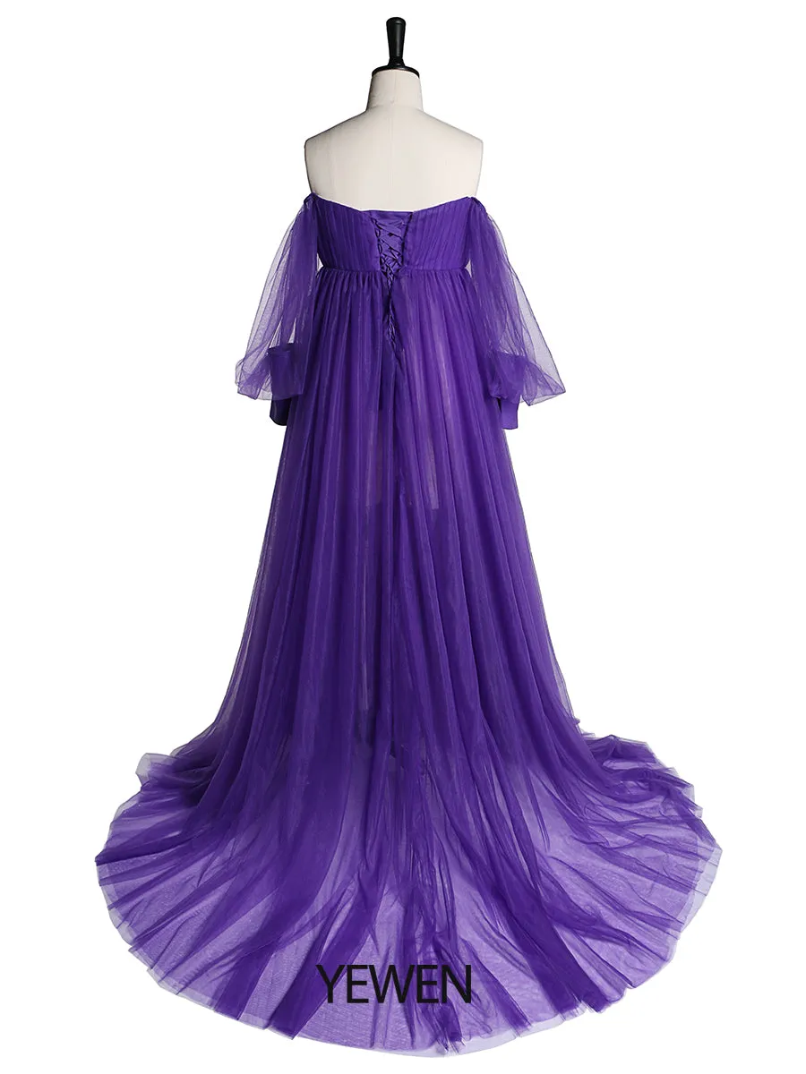 Tulle Off Shoulder Maternity Gowns for Photography Plus Size YW2109