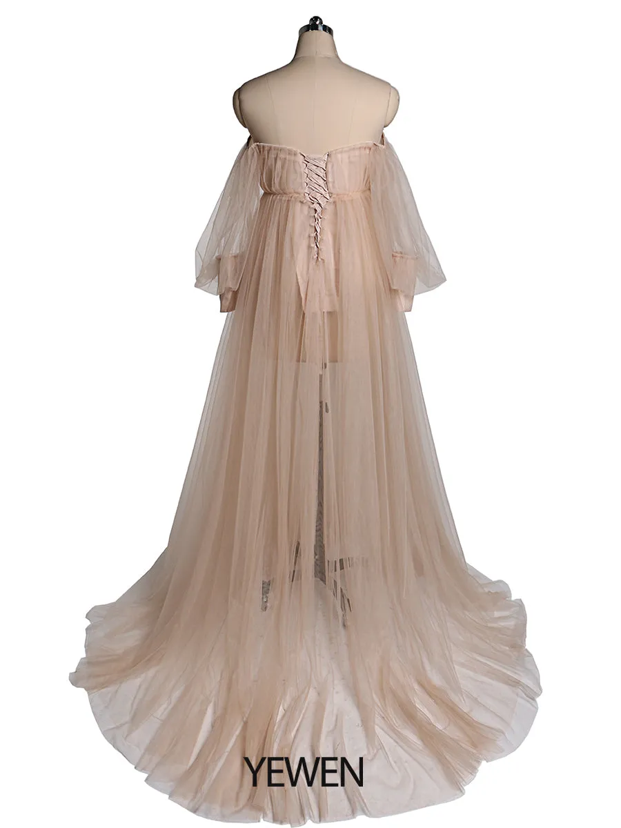 Tulle Off Shoulder Maternity Gowns for Photography Plus Size YW2109