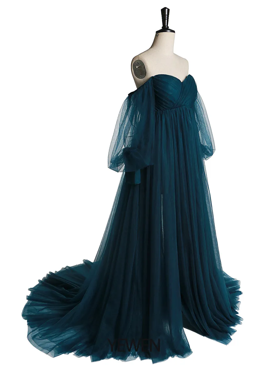 Tulle Off Shoulder Maternity Gowns for Photography Plus Size YW2109