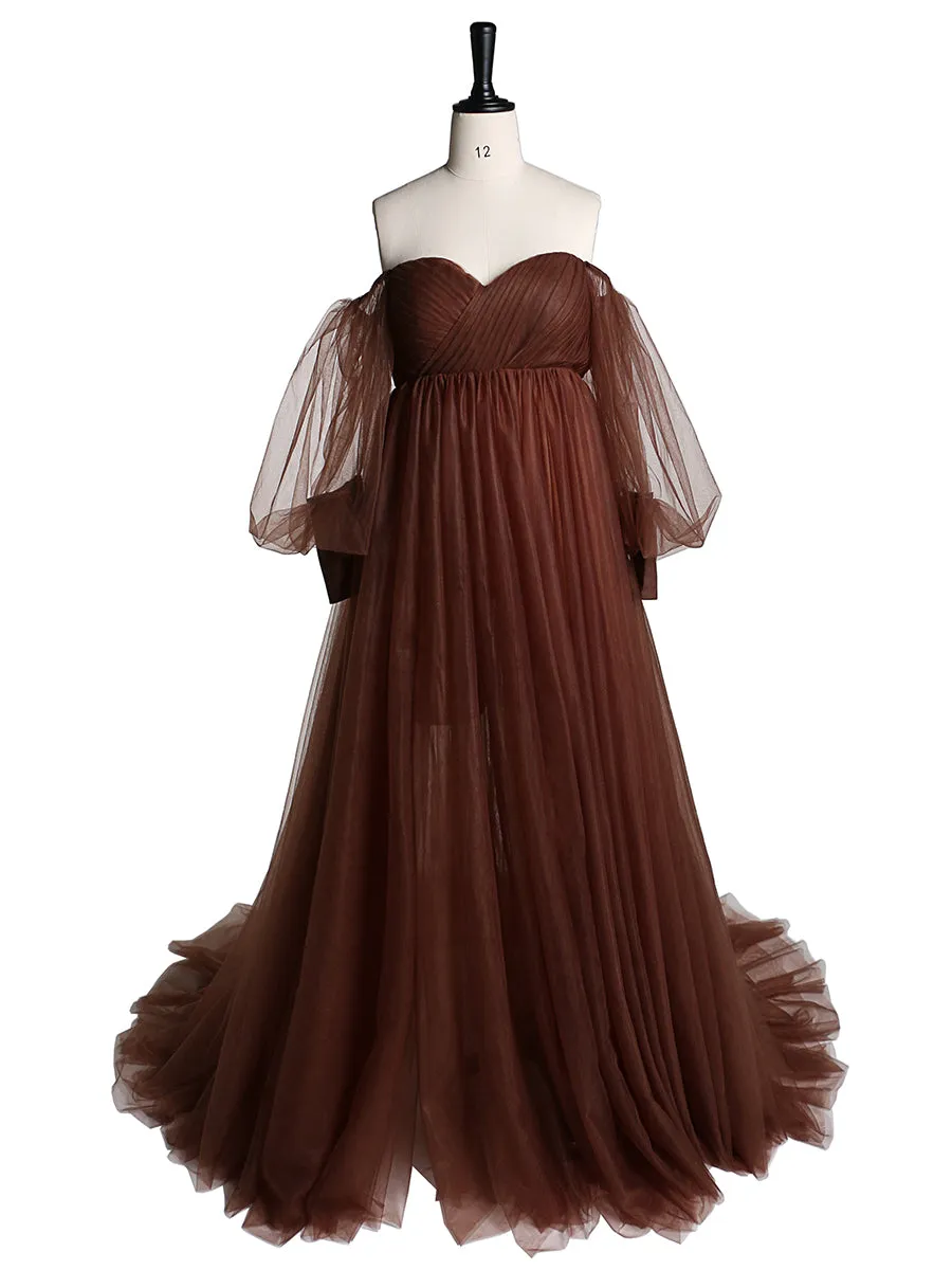 Tulle Off Shoulder Maternity Gowns for Photography Plus Size YW2109