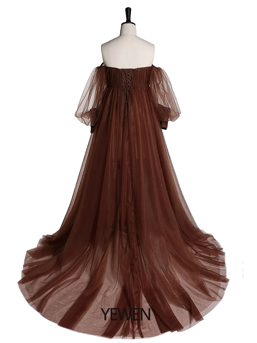 Tulle Off Shoulder Maternity Gowns for Photography Plus Size YW2109