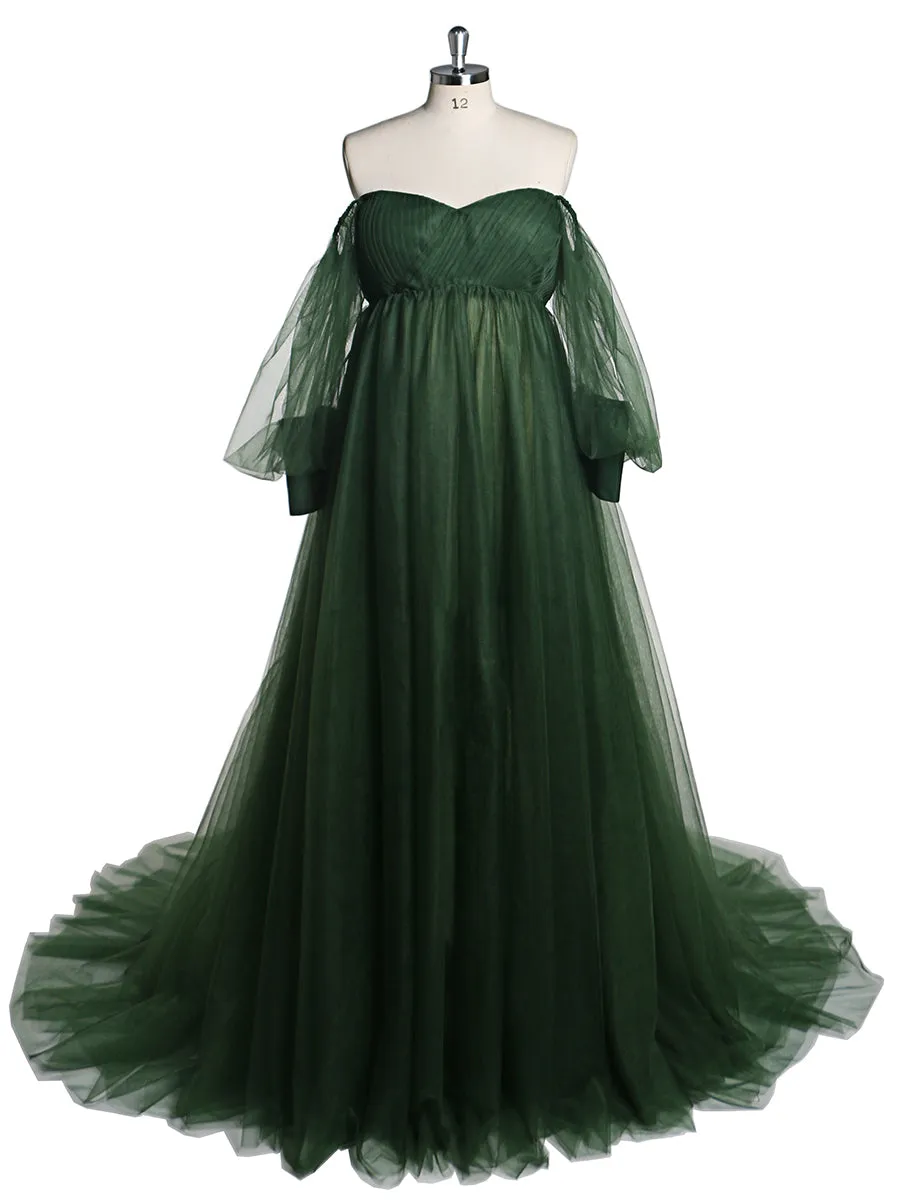 Tulle Off Shoulder Maternity Gowns for Photography Plus Size YW2109