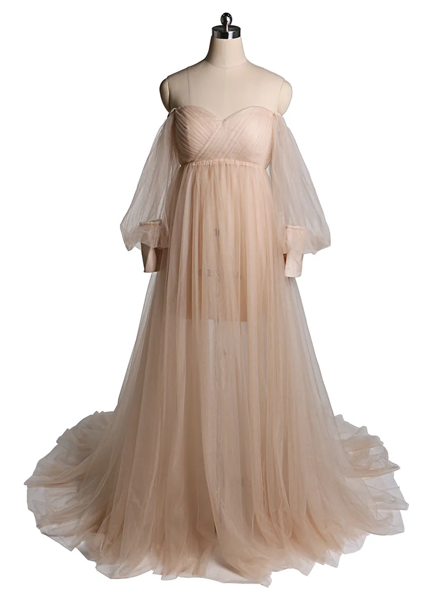 Tulle Off Shoulder Maternity Gowns for Photography Plus Size YW2109