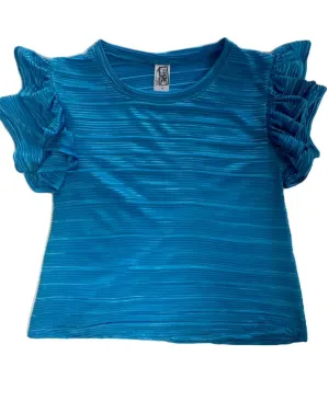 Turquoise Ribbed Satin Top..