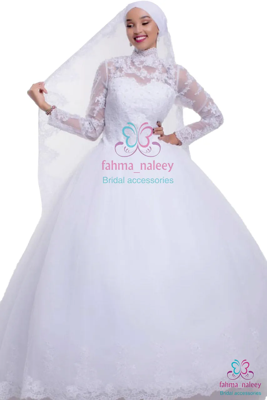 Turtle Neck Ball Wedding Gown
