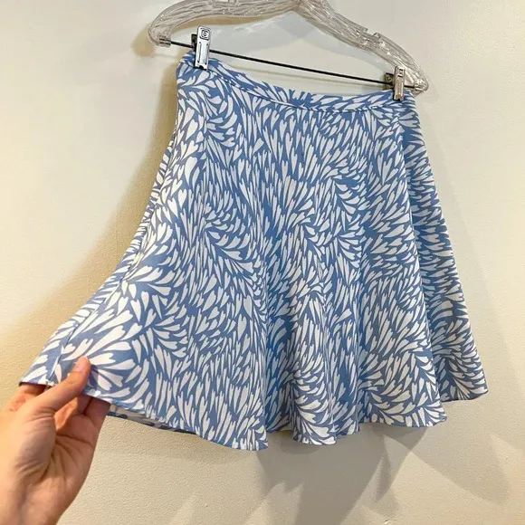 TVF for Diane Von Furstenberg Satin Heart Print Blue Preppy Designer Mini Skirt