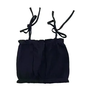 Tweenstyle by Stoopher Black Gauze Spaghetti Strap Tank w/Gathered Top & Bottom
