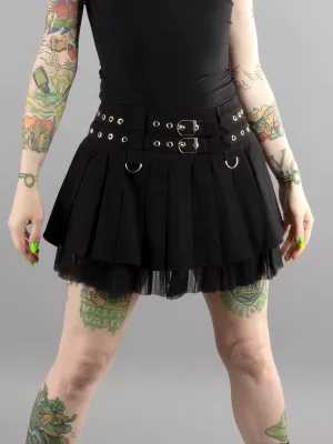 Twill Pleated Mini Skirt