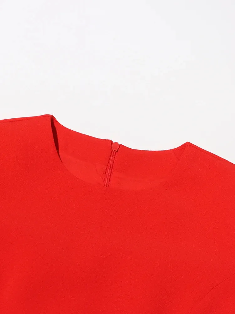 TWOTWINSTYLE Colorblock Patchwork Appliques Elegant Dress