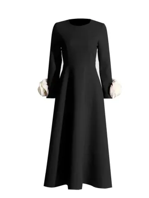 TWOTWINSTYLE Colorblock Patchwork Appliques Elegant Dress