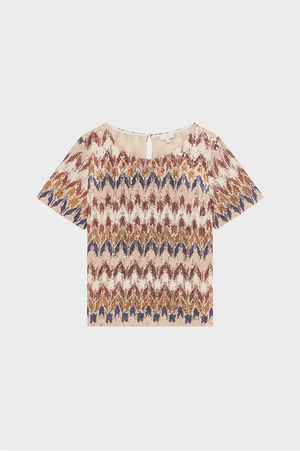 ULINE NUDE SEQUIN TOP