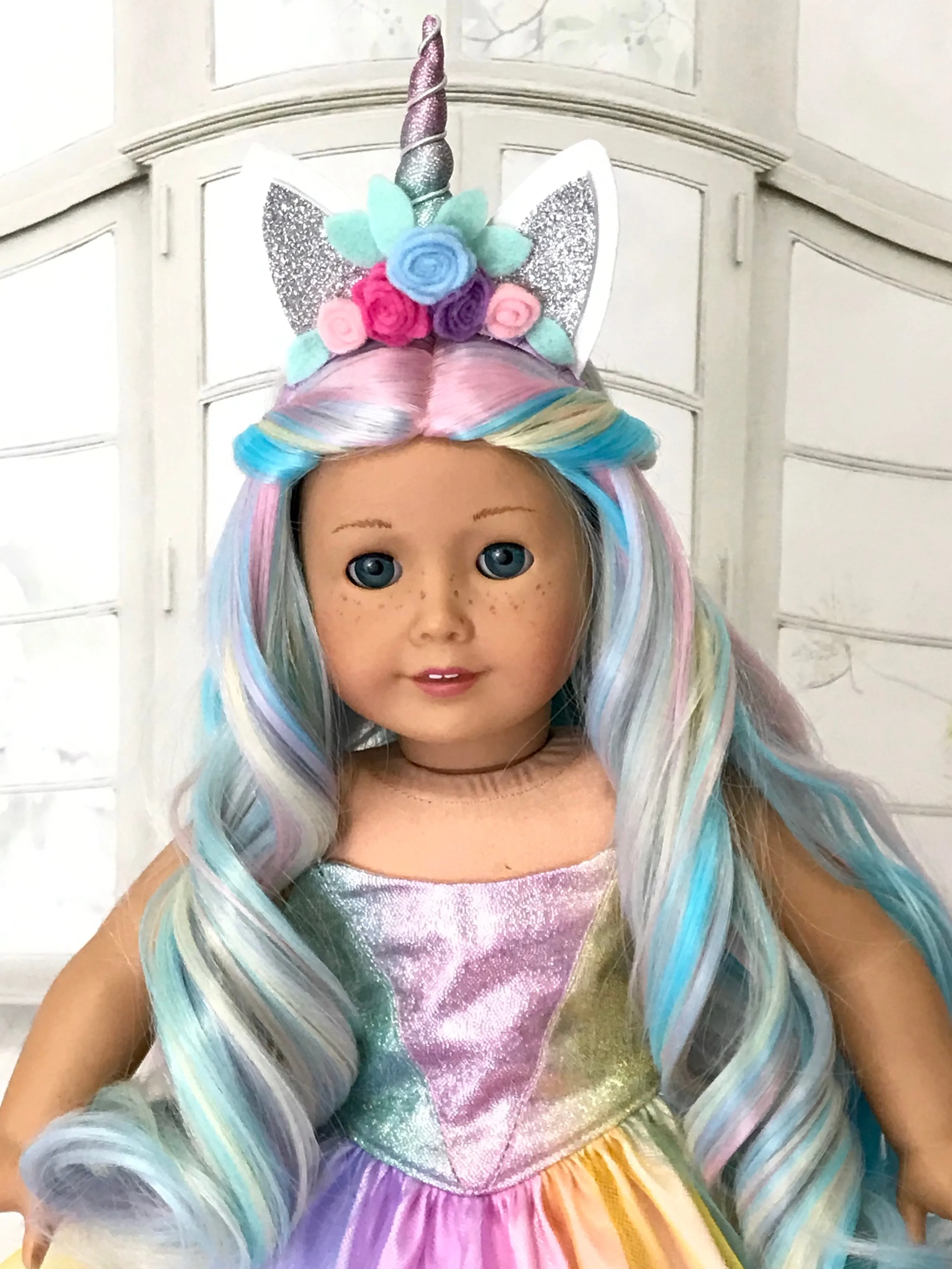 Unicorn Dress and Tiara for American Girl doll