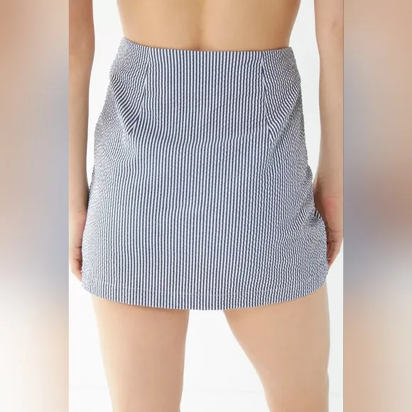 Urban Outfitters Sailorette Striped Mini Skirt NEW Faux Button Front Bib Panel