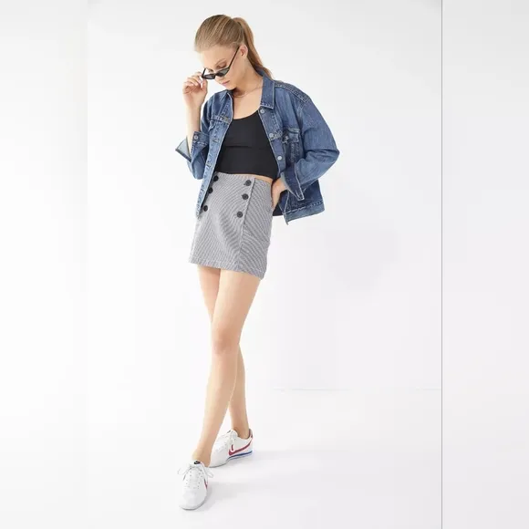 Urban Outfitters Sailorette Striped Mini Skirt NEW Faux Button Front Bib Panel