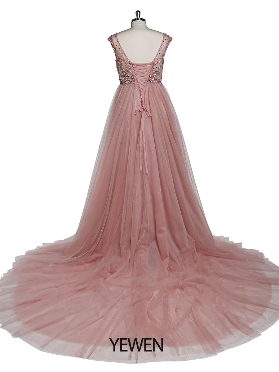 V Neck Beaded Maternity Dress for Photoshoot Elegant Sleeveless Maxi Dress Photography Gowns