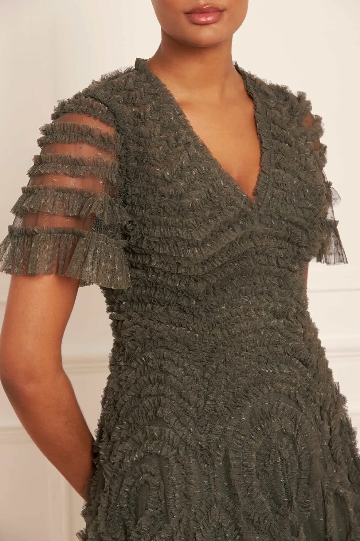 Verity Ruffle V-Neck Gown