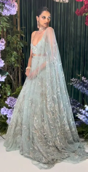 VINITA Mint Sage Green Bridal Lehenga Set