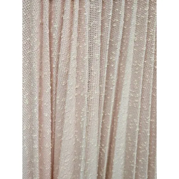 Vintage 1970s Leslie Petite Fay Pink Pleated Midi Skirt Crochet Puff Sleeve Top