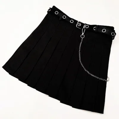Vintage Belt Pleated Skirt   Belt KF2245