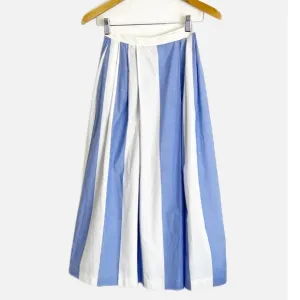 Vintage Kenneth Gordon Cotton pleated Blue and White Striped Skirt 4