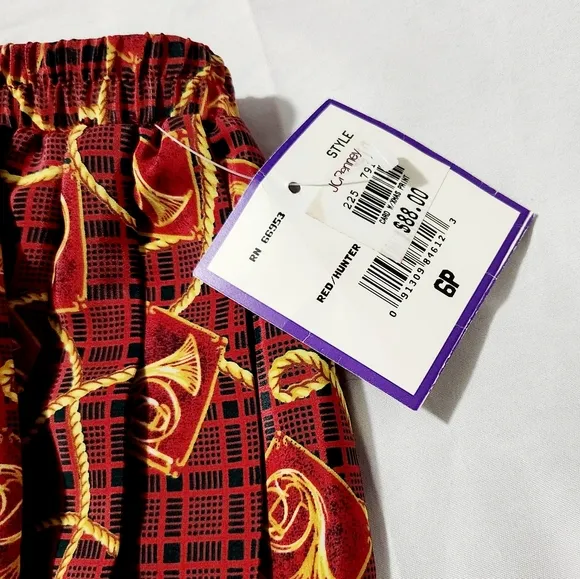 Vintage Lesley Fay Women Plaid Pleated Green Red Yellow Skirt &amp; Matching Scarf 6