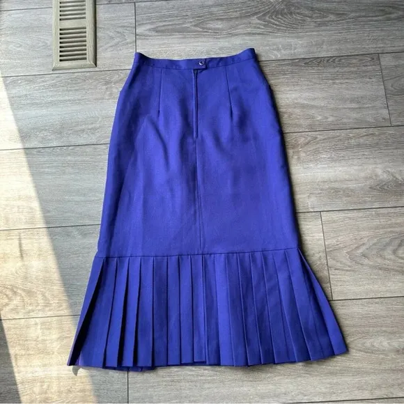 Vintage Mister Leonard Pure Wool Fit &amp; Flared Pleated Mermaid Skirt