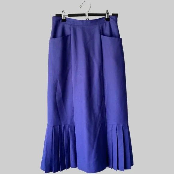 Vintage Mister Leonard Pure Wool Fit &amp; Flared Pleated Mermaid Skirt