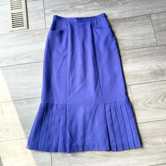 Vintage Mister Leonard Pure Wool Fit &amp; Flared Pleated Mermaid Skirt
