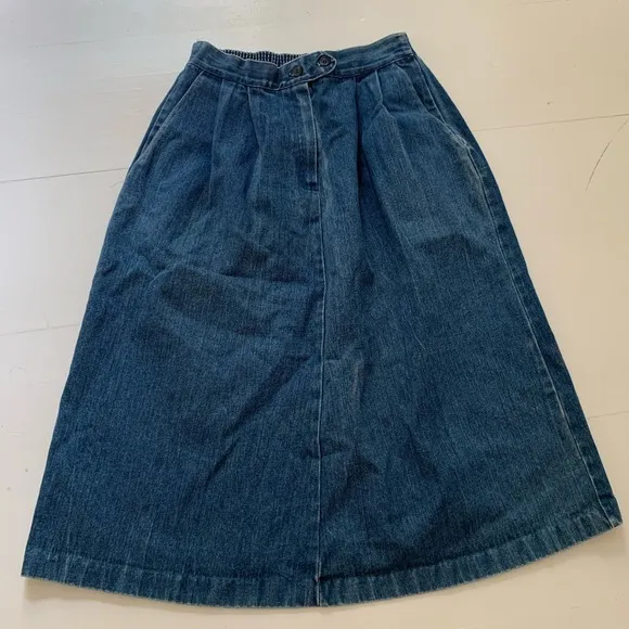 Vintage- pleated front denim skirt