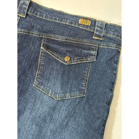 Vintage Y2K Neeso Jean Denim Flared Mini Skirt Women 24W Pleated Going Out