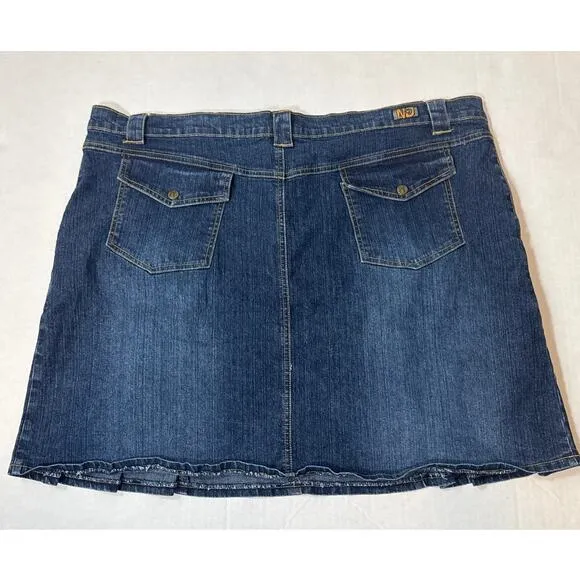 Vintage Y2K Neeso Jean Denim Flared Mini Skirt Women 24W Pleated Going Out