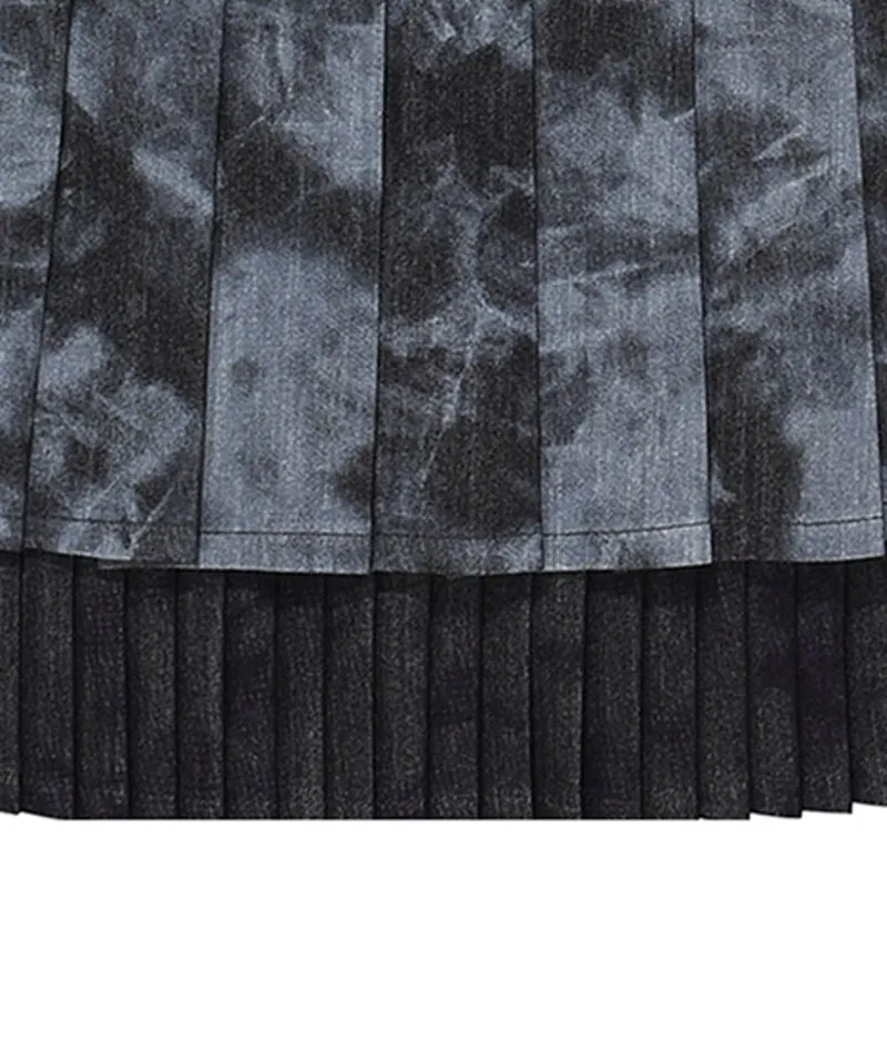 [Warehouse Sale] CHUCUCHU Marble Double Pleated Skirt - Black