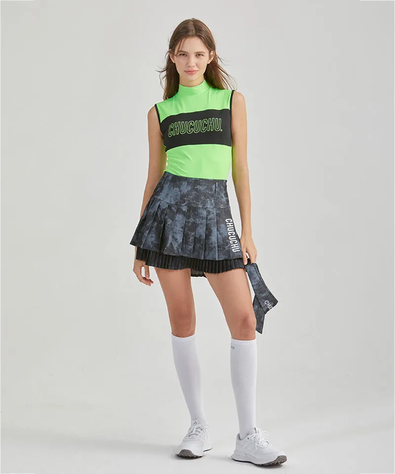[Warehouse Sale] CHUCUCHU Marble Double Pleated Skirt - Black