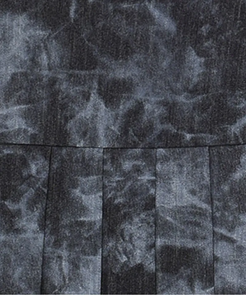 [Warehouse Sale] CHUCUCHU Marble Double Pleated Skirt - Black