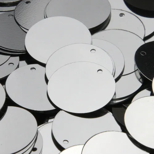 Washable Flat Round Top Hole Sequin #P40 Silver (Metallic)