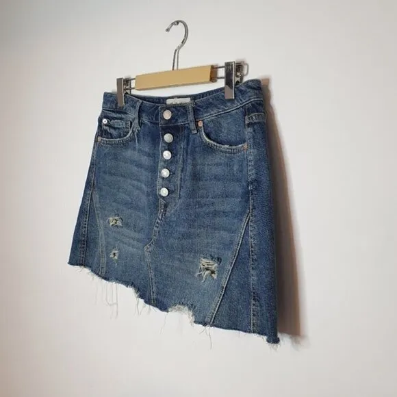 We The Free Distressed Jean Mini Skirt Size 29