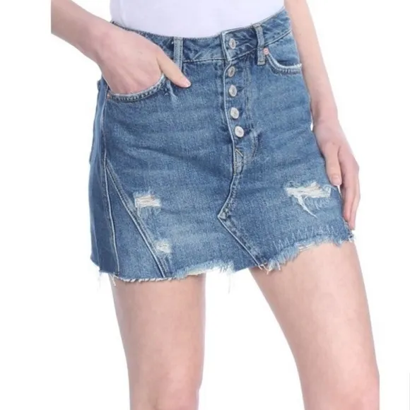 We The Free Distressed Jean Mini Skirt Size 29