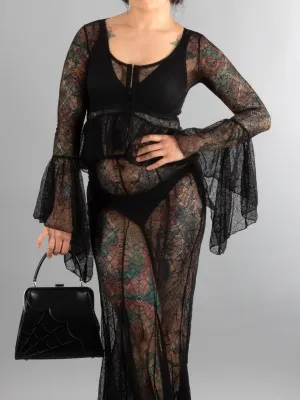 Webutante Spiderweb Mesh Bell Sleeve Top