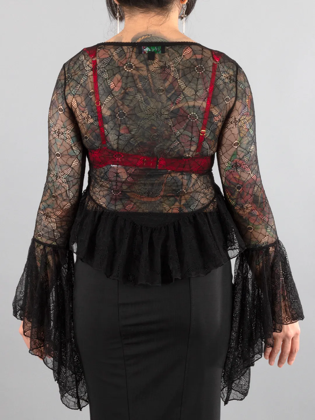 Webutante Spiderweb Mesh Bell Sleeve Top